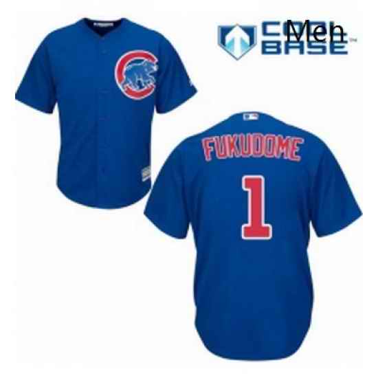 Mens Majestic Chicago Cubs 1 Kosuke Fukudome Replica Royal Blue Alternate Cool Base MLB Jersey